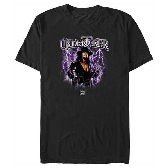 Men's WWE Undertaker Purple Lightning Logo Graphic Tee Black Large
