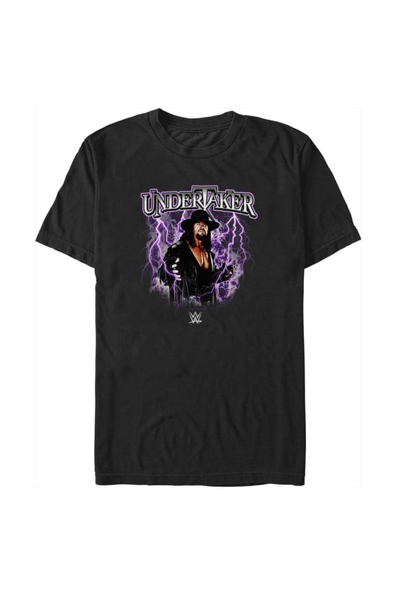 Men's WWE Undertaker Purple Lightning Logo Graphic Tee Black Medium