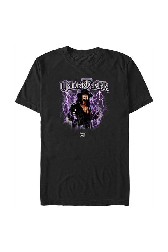 Men's WWE Undertaker Purple Lightning Logo Graphic Tee Black X Large