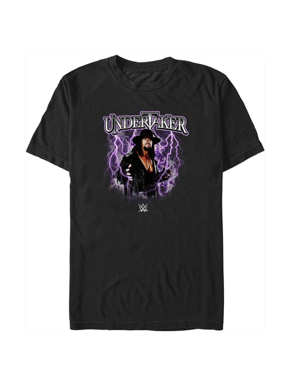 Men's WWE Undertaker Purple Lightning Logo Graphic Tee Black X Large