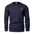 thumbnail image 1 of Men's Waffle Casual Tops Round Neck Solid Color Knitted Sports Sweater Long Sleeved Pullover Sweatshirt Navy S, 1 of 3