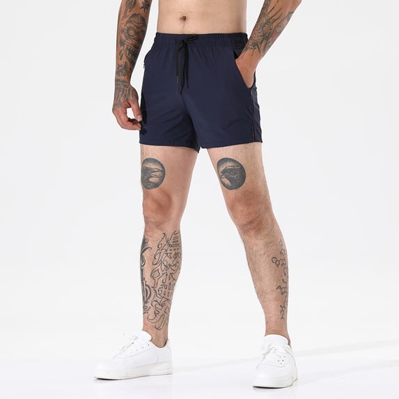 Men's Quick Dry Athletic Shorts, Lightweight Running Workout Shorts with Elastic Waist Drawstring & Zipper Pockets, for Gym, Training, and Casual Wear