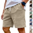 thumbnail image 1 of Men's Waffle Knit Casual Shorts Drawstring Elastic Waist Shorts with Side Pockets, 2XL, 1 of 9