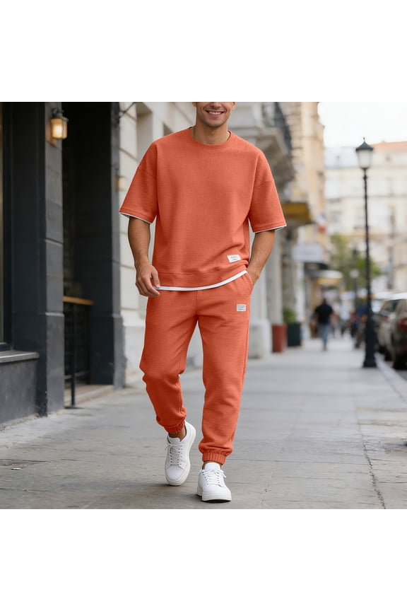 Men's Waffle Knit Casual Suit Modern Semi Formal Outfit Soft Comfortable Fabric Durable Stitching for Daily and Business Wear