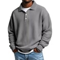 thumbnail image 1 of Men's Waffle Knit Collared Shirt Long Sleeve Button Front Casual Pullover Sweatshirt Polo Top, 1 of 3
