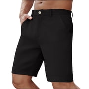 Mens Waffle Knit Golf Shorts 9 Inseam Flat Front Short Pants, Summer Quick Dry Performance Business Casual Workwear with Belt Loops, Above Knee Length