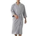 thumbnail image 1 of Men's Waffle Knit Kimono Robe Loose Long Sleeve V-neck Soft Sleepwear Nightgown with Pockets for Spa & Bath, 1 of 5