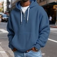thumbnail image 1 of Men's Waffle Knit Quarter Zip Hooded Sweatshirt - Casual Solid Color Long Sleeve Pullover Hoodie with Zipper Blue M, 1 of 4