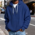 thumbnail image 1 of Men's Waffle Knit Quarter Zip Hooded Sweatshirt - Casual Solid Color Long Sleeve Pullover Hoodie with Zipper Dark Blue 3XL, 1 of 4