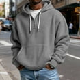 thumbnail image 1 of Men's Waffle Knit Quarter Zip Hooded Sweatshirt - Casual Solid Color Long Sleeve Pullover Hoodie with Zipper Gray L, 1 of 4