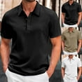 thumbnail image 1 of Men's Waffle Knit Short Sleeve Golf Shirts Quick Dry Moisture Wicking Athletic Tennis T Shirt 3 Button Classic Fit Business Casual Collared Tops Father's Day Gift, 1 of 6