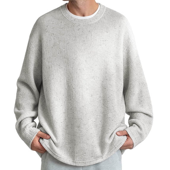 Men's Waffle Knit Sweater Crewneck Pullover Sweaters