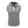 thumbnail image 1 of Men's Waffle Knit Tank Top Soft Summer Gym Hooded Vest Workout Top Sleeveless Hoodie Button Fitted Slim Fit Tshirt Running Light Grey X-Large, 1 of 1