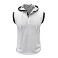 thumbnail image 1 of Men's Waffle Knit Tank Top Soft Summer Gym Hooded Vest Workout Top Sleeveless Hoodie Button Fitted Slim Fit Tshirt Running White X-Large, 1 of 1