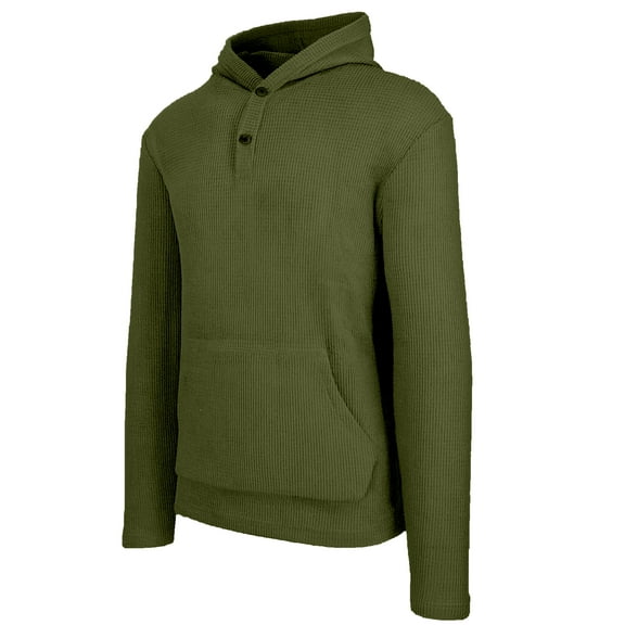 Men's Waffle Knit Thermal Pullover Hoodie (S-3XL)