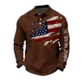 thumbnail image 1 of Men's Waffle Polo Shirt Long Sleeve Distressed American Flag Print Shirts 250th Anniversary Casual Tee, 1 of 2