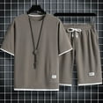 thumbnail image 1 of Men's Waffle Sets Casual T-Shirt And Shorts Set Male Sports Suit, 1 of 10