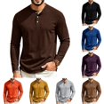 thumbnail image 1 of Men's Waffle Shirt Casual Comfortable Long Sleeve Button Down Thermal Henley Shirts Lightweight Plain Fall T-shirts Pullover, 1 of 8