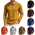 thumbnail image 1 of Men's Waffle Shirt Casual Comfortable Long Sleeve Button Down Thermal Henley Shirts Lightweight Plain Fall T-shirts Pullover, 1 of 8