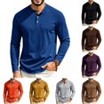 thumbnail image 1 of Men's Waffle Shirt Casual Comfortable Long Sleeve Button Down Thermal Henley Shirts Lightweight Plain Fall T-shirts Pullover, 1 of 8