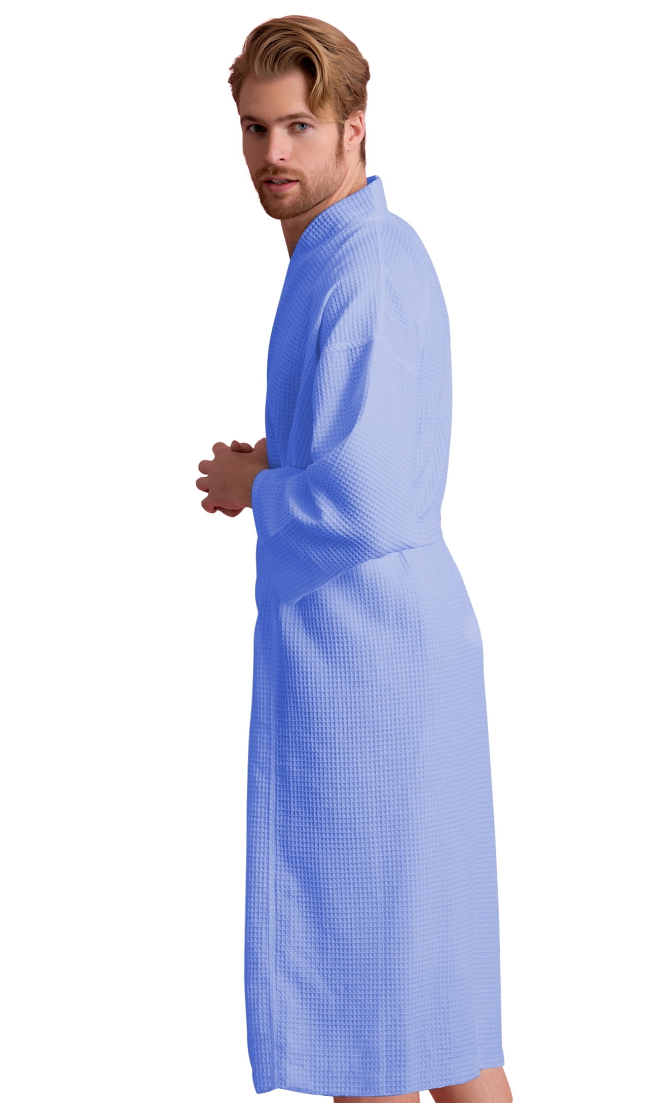 Men's Waffle Spa Bathrobe Long, Lightweight, Absorbent