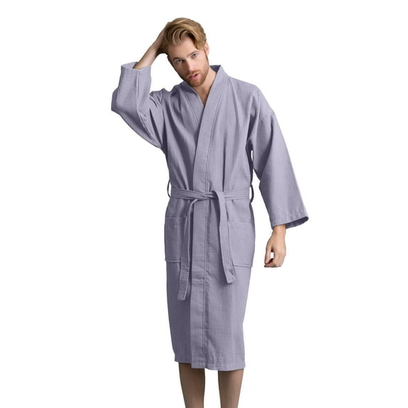 Men's Waffle Spa Bathrobe - Long, Lightweight, Absorbent