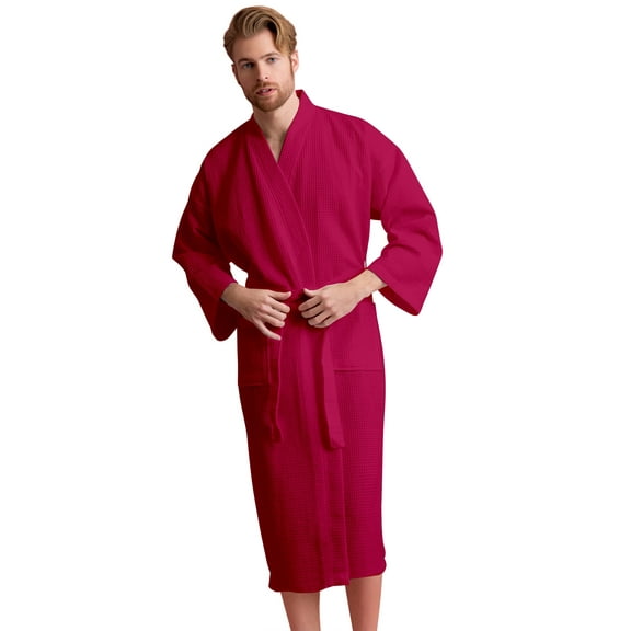 Men's Waffle Spa Bathrobe - Long, Lightweight, Absorbent