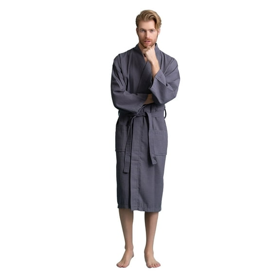 Men's Waffle Spa Bathrobe - Long, Lightweight, Absorbent