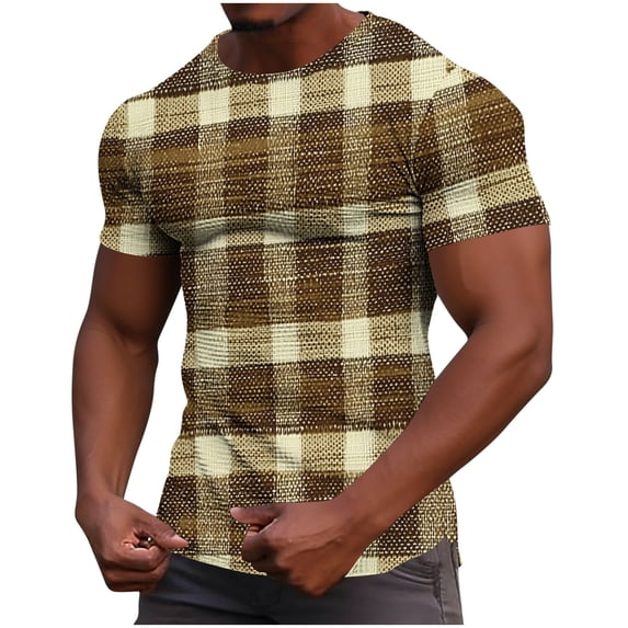 Men's Waffle Strip Shirt Casual Lightweight Color Block Short Sleeve T-Shirt Slim fit Gym Athletic Workout Tops