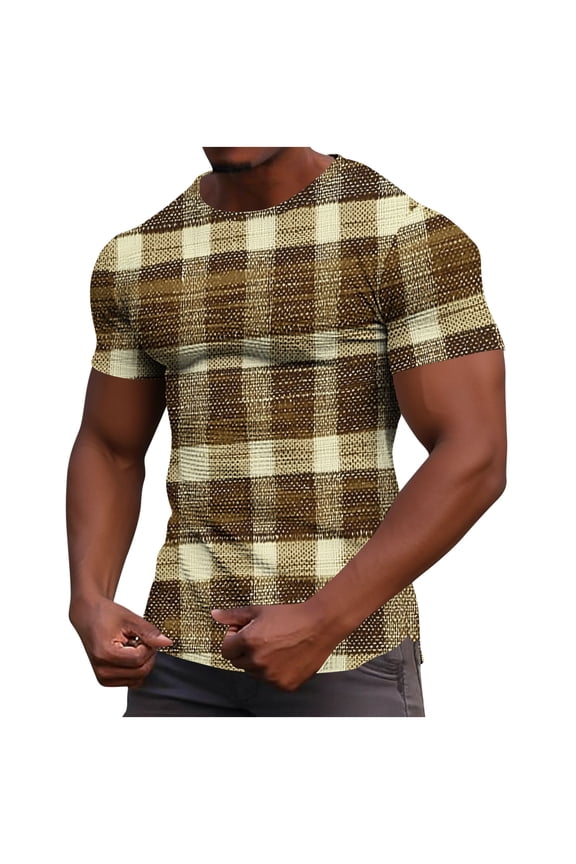 Men's Waffle Strip Shirt Casual Lightweight Color Block Short Sleeve T-Shirt Slim fit Gym Athletic Workout Tops