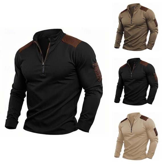 Men's Waffle Sweatshirt 2025 Fall Winter Long Sleeve Half Zip Casual Sweat Shirt Pullover Tops