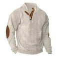 thumbnail image 1 of Men's Waffle Sweatshirt Patched Elbow Shoulder Long Sleeve Lapel Button Down Corduroy Plaid Outdoor Casual Pullover Top, 1 of 6