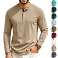thumbnail image 1 of Men's Waffle T-Shirts Short Sleeve Casual Stylish Button Henley Shirt Summer Slim Fit Basic Pullover Tee Shirts,S, 1 of 9