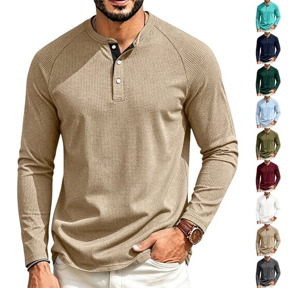 Men's Waffle T-Shirts Short Sleeve Casual Stylish Button Henley Shirt Summer Slim Fit Basic Pullover Tee Shirts,XL