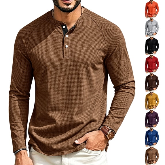 Men's Waffle T-Shirts Short Sleeve Casual Stylish Button Henley Shirt Summer Slim Fit Basic Pullover Tee Shirts,XS
