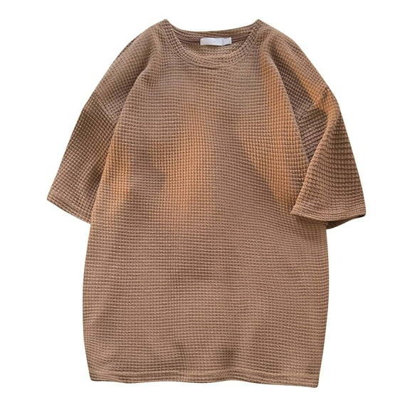 Men's Waffle T Shirts Short Sleeve Tshirts for Men Crewneck Casual Summer Solid Textured Tees