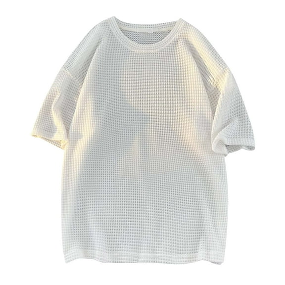 Men's Waffle T Shirts Short Sleeve Tshirts for Men Crewneck Casual Summer Solid Textured Tees