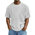 thumbnail image 1 of Men's Waffle Texture Casual Short Sleeve T-Shirt - Soft Breathable Fabric for Everyday Wear, Lightweight Comfortable Round Neck Tee with Modern Solid Color Design,White XL, 1 of 4