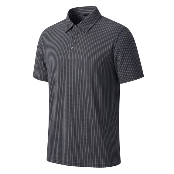 Men's Waffle Textured Polo Shirts Summer Short Sleeve Button Golf Shirt Stretch Moisture Wicking Performance Tee Collared Top