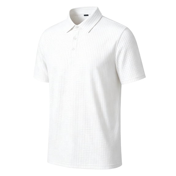 Men's Waffle Textured Polo Shirts Summer Short Sleeve Button Golf Shirt Stretch Moisture Wicking Performance Tee Collared Top