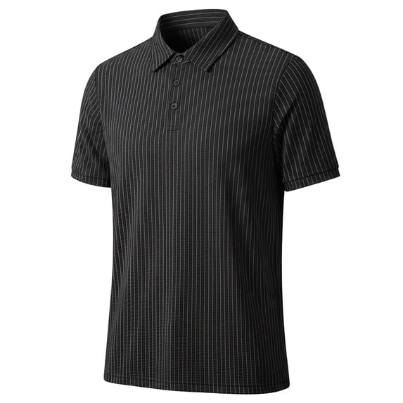 Men's Waffle Textured Polo Shirts Summer Short Sleeve Button Golf Shirt Stretch Moisture Wicking Performance Tee Collared Top