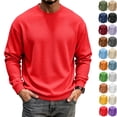 thumbnail image 1 of Men's Waffle Thermal Shirts Textured Underwear Tops, Lightweight Pullover Sweaters, Long Sleeve, Crew Neck Red L, 1 of 6