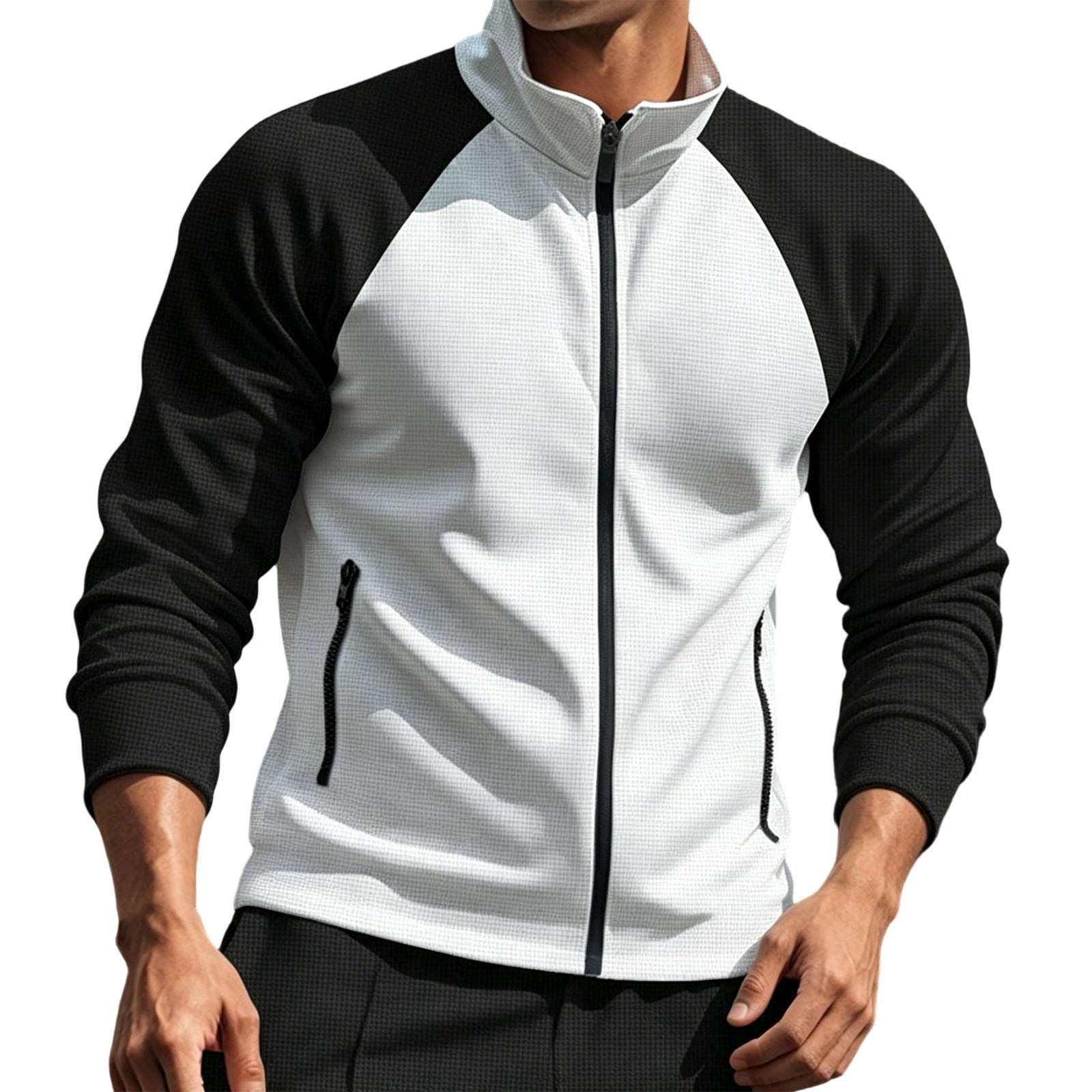 ジャケット・アウター  waffle track jacket Men's Waffle Track Jackets Color Block Full Zip Running Athletic