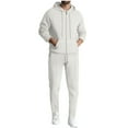 thumbnail image 1 of Men's Waffle Tracksuit Sets, Zip Up Hoodies Sports Jackets with Sweatpants Workout Sweatsuits with Pockets, 1 of 4