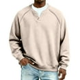 thumbnail image 1 of Men's Waffle V Neck Pullover Tee with Long Sleeves, Size S-4XL, 1 of 4