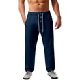 thumbnail image 1 of Men's Waffle Weave Casual Pants Baggy Color Block Multi Pocket Wide Leg Pants Dark Blue S, 1 of 7