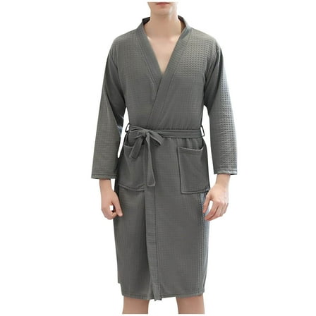 Men’s Waffle Weave Robe – Lightweight Kimono Spa Robe for Year-Round Travel & Home Use (2025 All-Season Essential)