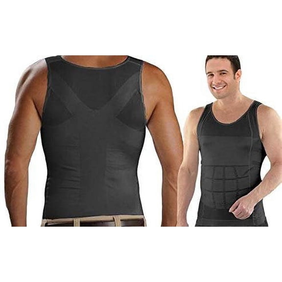 Men's Waist Magic Compression Slim Body Shaper- Black- Muscle Shirts for Men