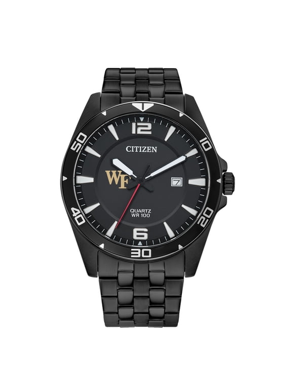 Men's Wake Forest Demon Deacons Quartz Black-Tone Stainless Steel Watch