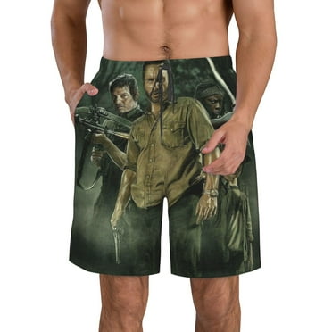 Men's Walking Dead Beach Shorts Hot Summer Swim Trunks Sports Running Bathing Suits with Mesh Lining